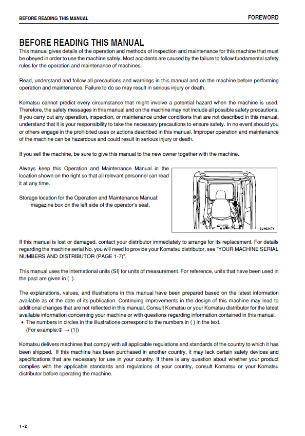KOMATSU PC600-8 & PC600LC-8 Excavator Operation and Maintenance Manual
