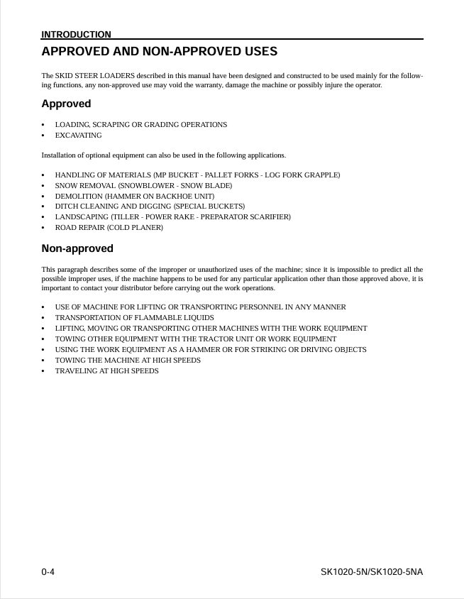 KOMATSU SK1020-5NA SK1020-5N Loader Operation Manual PDF