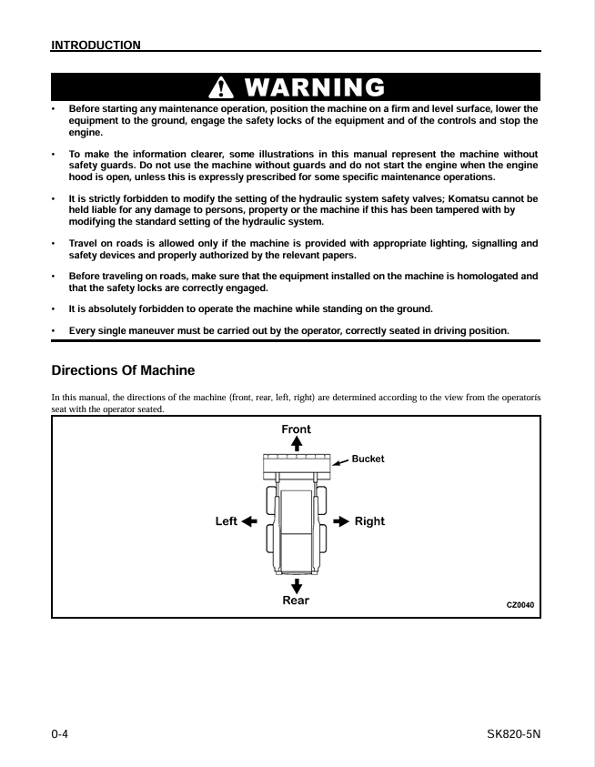 KOMATSU SK820-5N Skid Steer Loader Service Manual PDF
