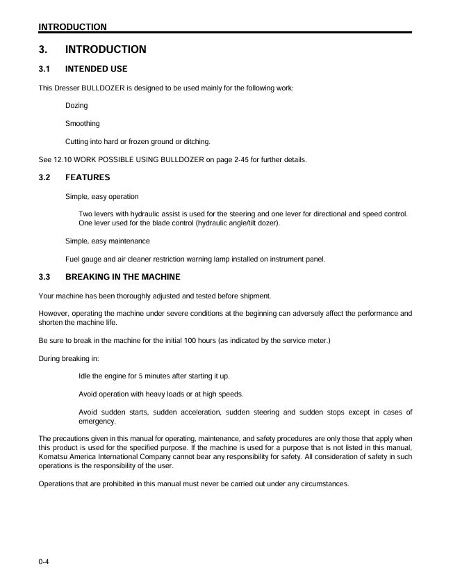 KOMATSU TD Series Crawler Tractor Operation Manual Download PDF