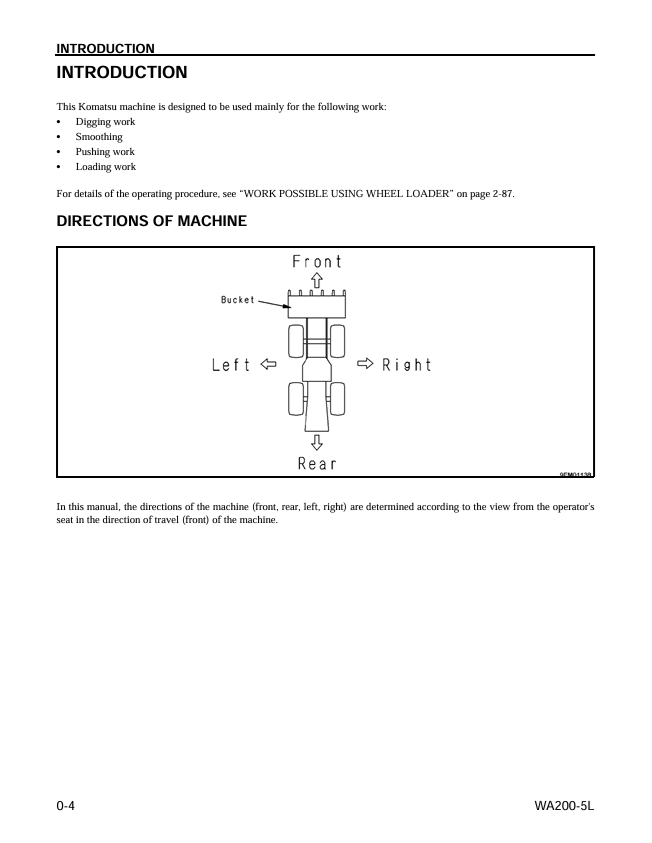 KOMATSU WA200-5L Wheel Loader O&M Manual PDF – Service Guide