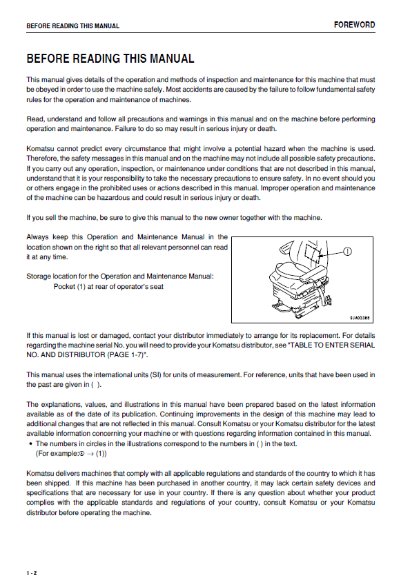KOMATSU WA430-6 Operation and Maintenance Manual PDF Download