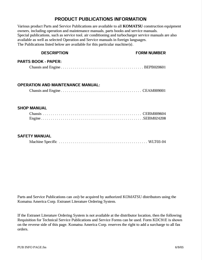 KOMATSU WA480-5L Operation and Maintenance Manual Download PDF