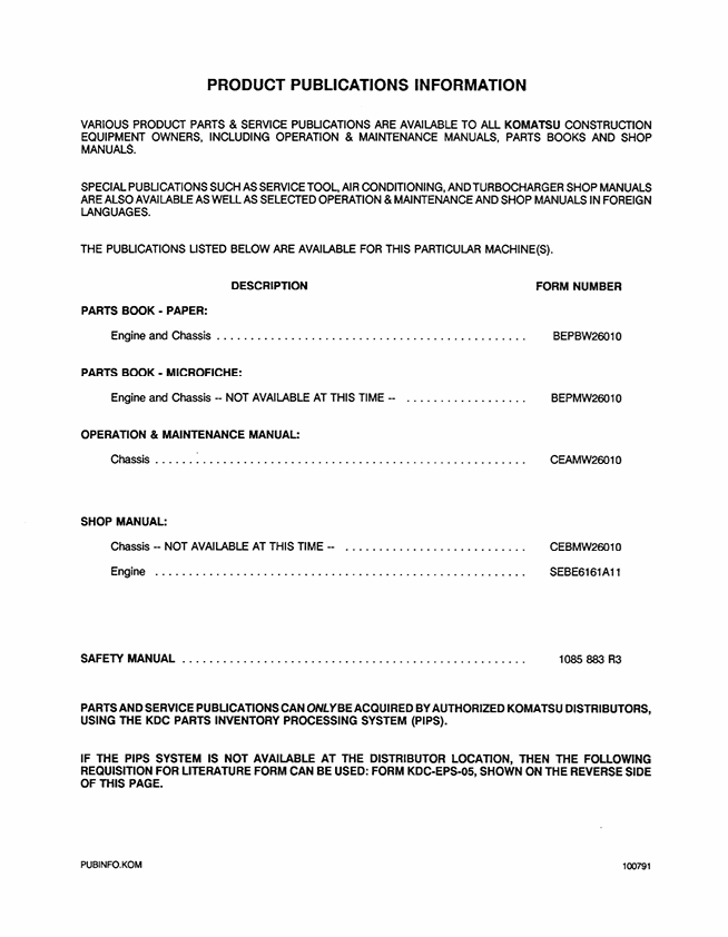 KOMATSU WA600-1L Wheel Loader Manual PDF – Operation & Maintenance