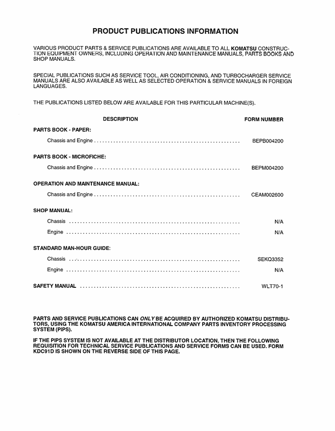 KOMATSU WA900-1 Wheel Loader Service & Maintenance Manual PDF