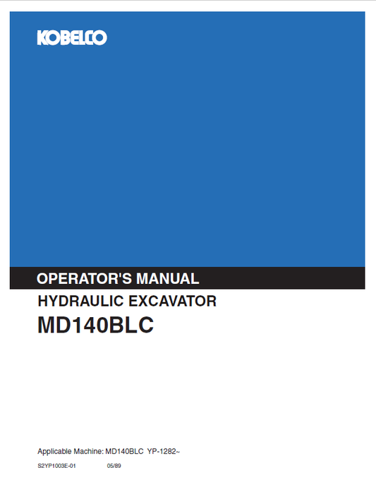 Kobelco MD140BLC Hydraulic Excavator Operator Manual PDF Download