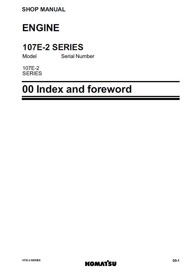 Komatsu 107E-2 Engine Service & Repair Manual SEN05623-09