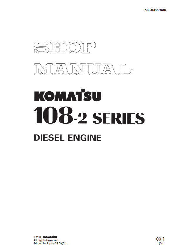 Komatsu 108-2 Series Diesel Engine Workshop & Repair Manual