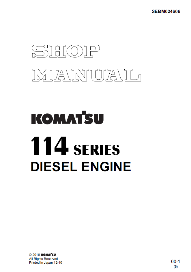 Komatsu 114 Series Diesel Engine Shop Manual SEBM024606 PDF
