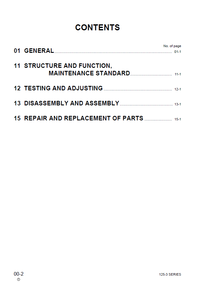 Komatsu 125-3 Series Engine Repair Manual SEBM024208 PDF