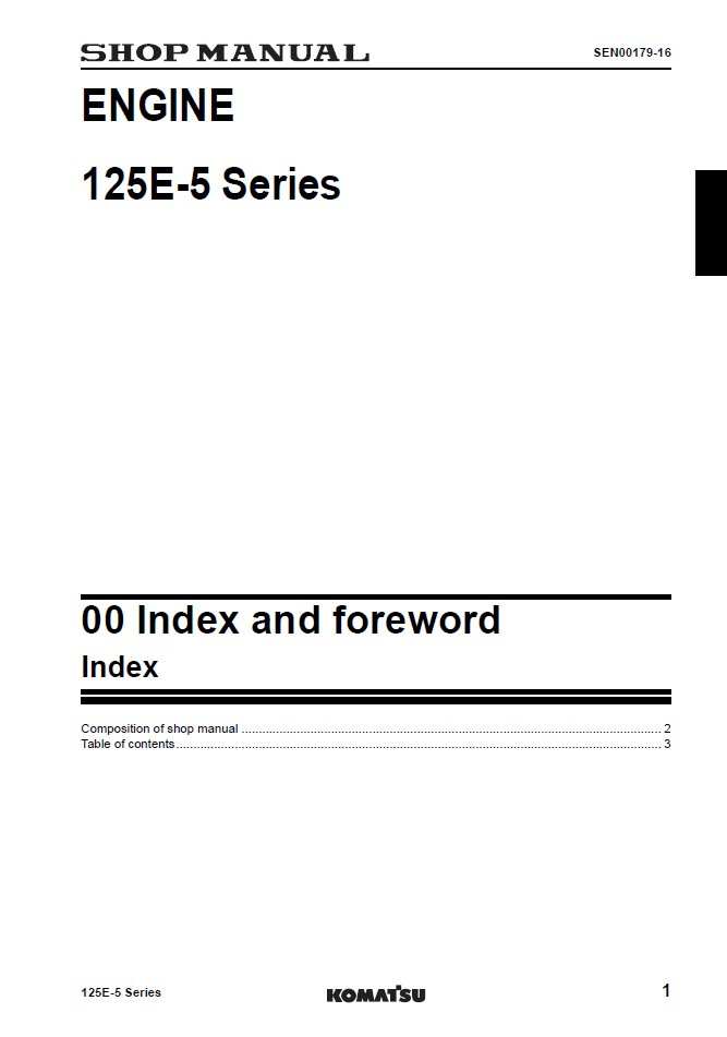 Komatsu 125E-5 Series Engine Manual SEN00177-16 PDF