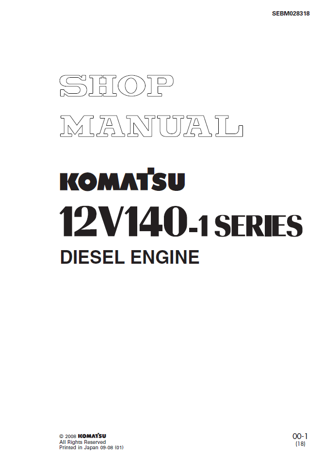 Komatsu 12V140-1 Engine Manual SEBM028318 PDF