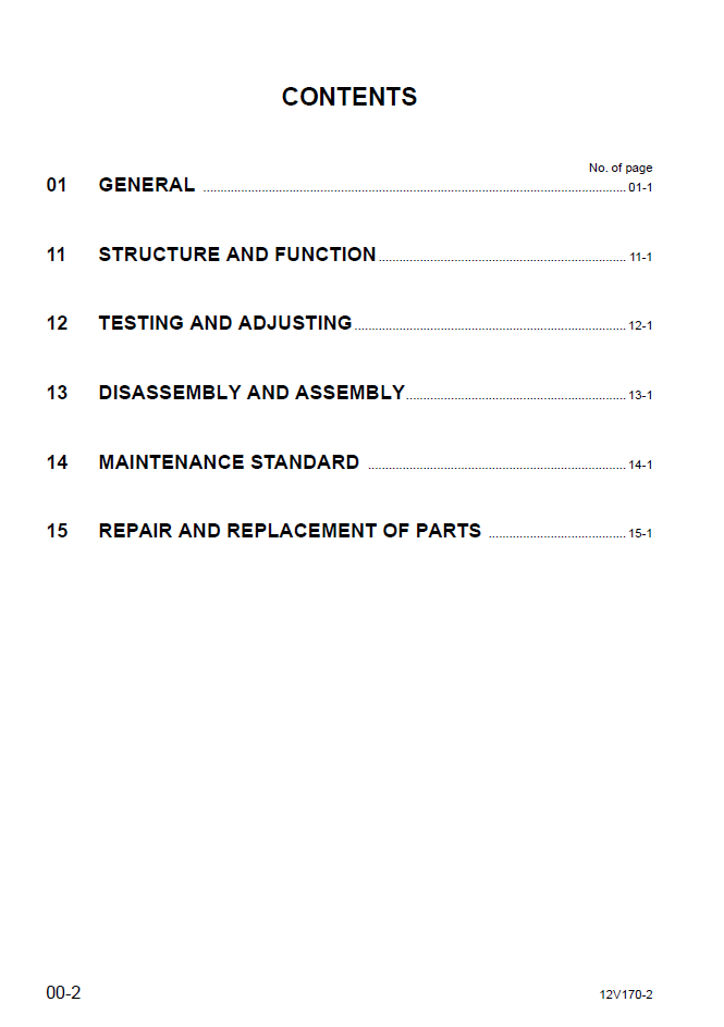 Komatsu 12V170-2 Engine Shop Manual PDF – SEBM036601