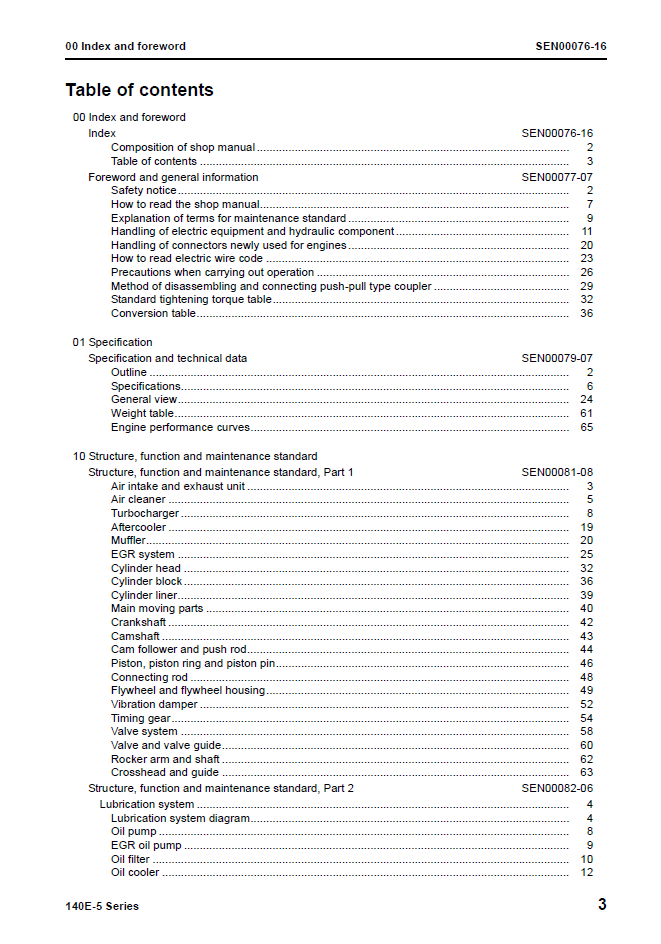 Komatsu 140E-5 Engine Workshop Manual SEN00074-16 PDF