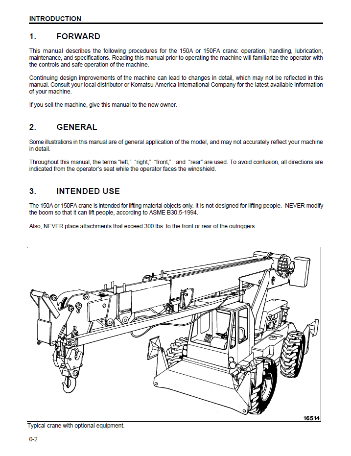 Komatsu 150A & 150FA Crane Maintenance Manual (CEADC20081 PDF)