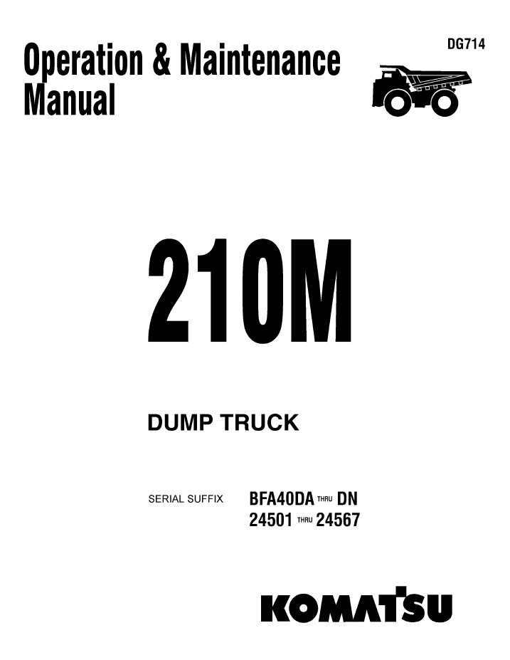Komatsu 210M Off-Highway Dump Truck Operation & Maintenance Manual DG714 PDF
