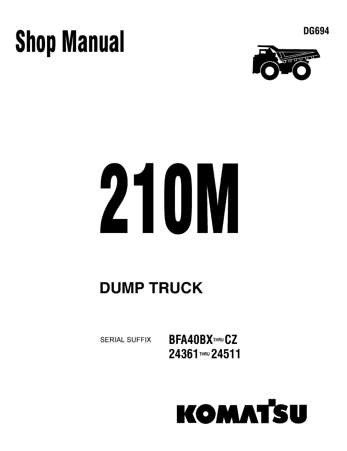 Komatsu 210M Off-Highway Dump Truck Shop Manual DG694 PDF