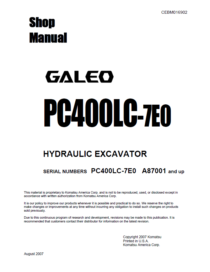Komatsu 330M Dump Truck Shop Manual (CEBM016902D) | PDF Download