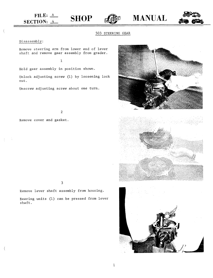 Komatsu 503 Motor Grader Technical Service Manual SMG-503