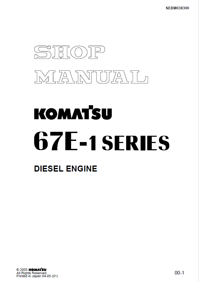 Komatsu 67E-1 Series Diesel Engine Manual SEBM038300 PDF