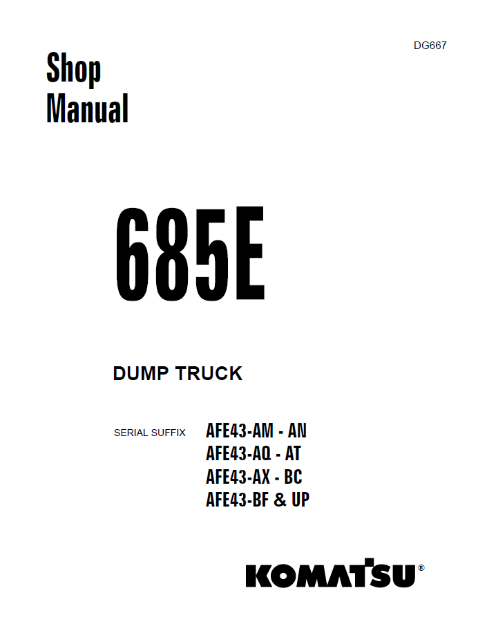 Komatsu 685E Dump Truck Shop Manual DG667 PDF