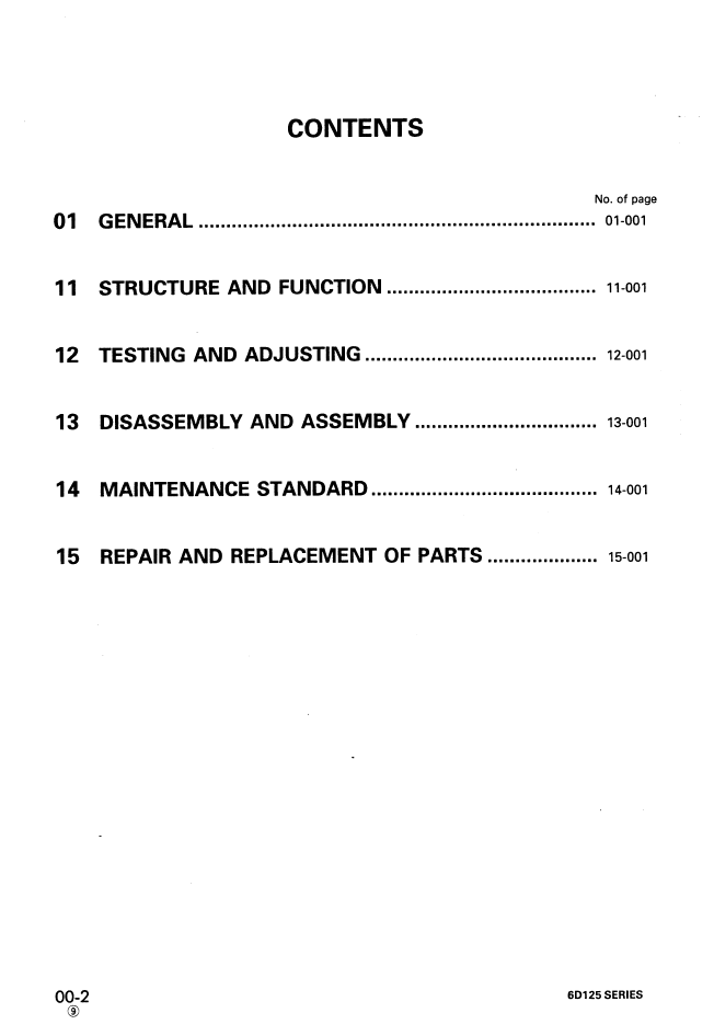 Komatsu 6D125 Engine Repair Manual SEBE61500111