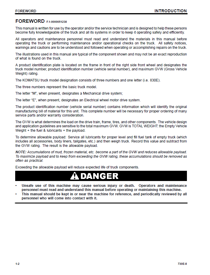Komatsu 730E-8 Dump Truck Operation Manual CEAM031201 PDF