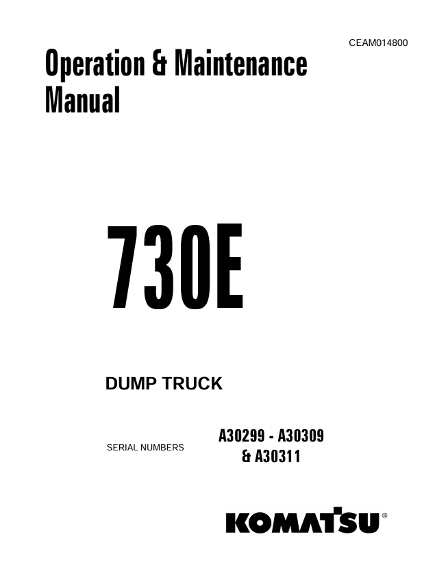 Komatsu 730E Dump Truck Operation & Maintenance PDF