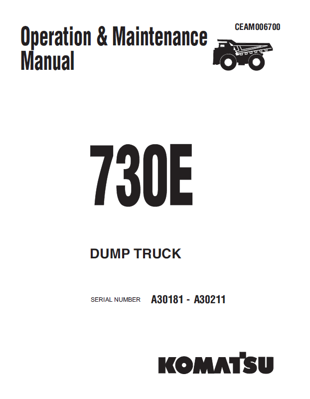 Komatsu 730E Dump Truck Operation Manual CEAD006700