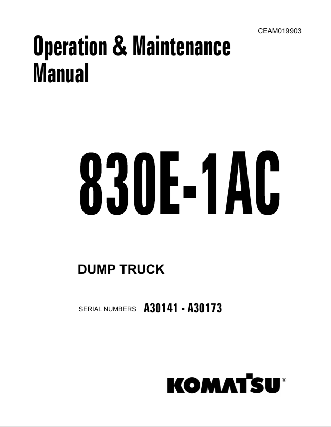 Komatsu 830E-1AC Dump Truck Operation & Maintenance PDF