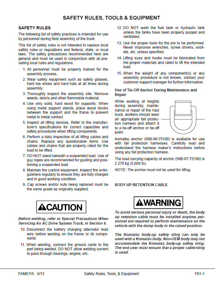 Komatsu 830E-1AC Mining Truck Field Assembly Manual CEAW006803