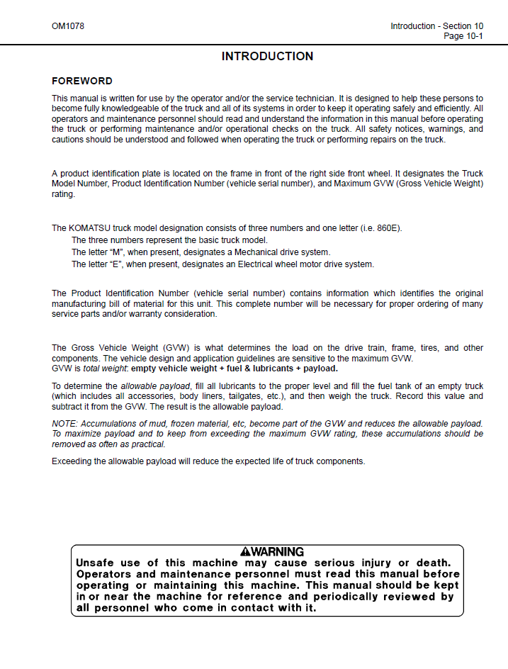 Komatsu 830E-1KT Operation & Maintenance Manual CEAM022401
