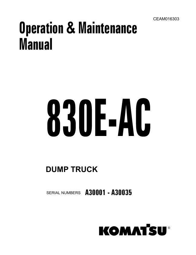 Komatsu 830E-AC Dump Truck Operation & Maintenance PDF