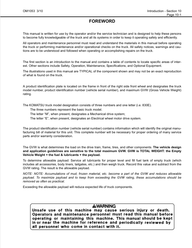 Komatsu 830E-AC Dump Truck Service & Maintenance PDF