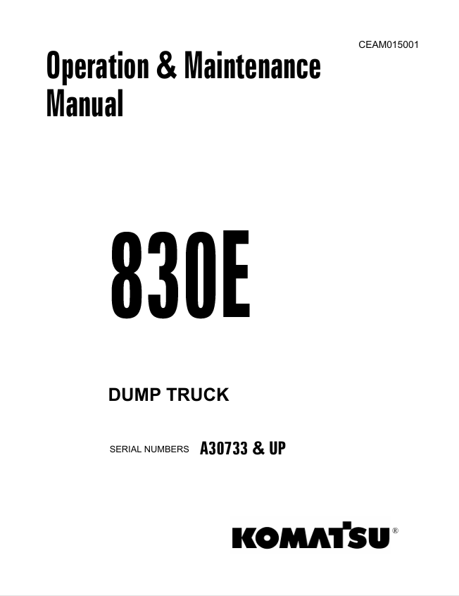 Komatsu 830E Dump Truck Operation & Maintenance PDF