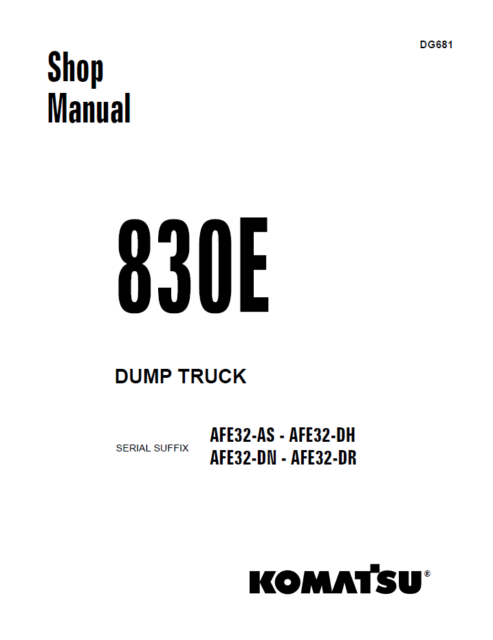 Komatsu 830E Dump Truck Shop Manual | DG681