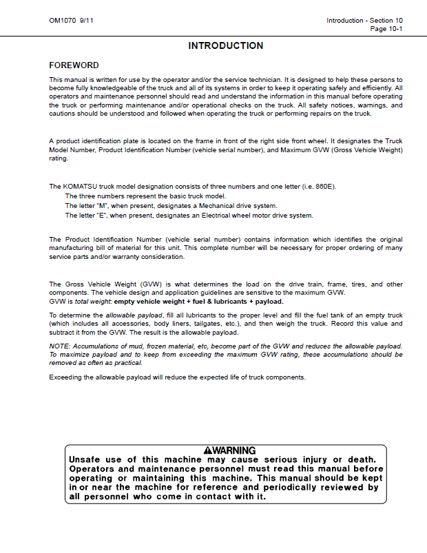 Komatsu 860E-1KT Operation & Maintenance Manual CEAM021602