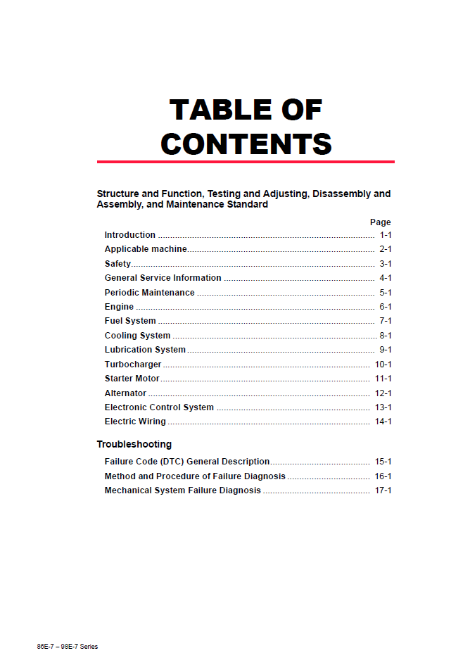 Komatsu 86E-7 to 98E-7 Engine Service Manual SEN06575-00