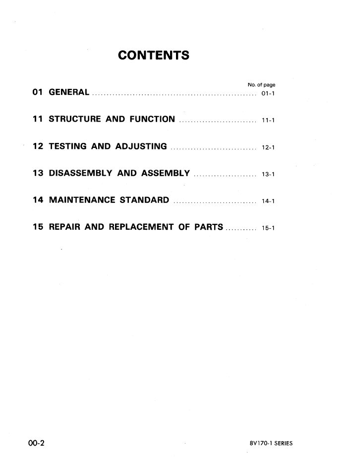 Komatsu 8V170-1 Engine Repair Manual SEBD61700104