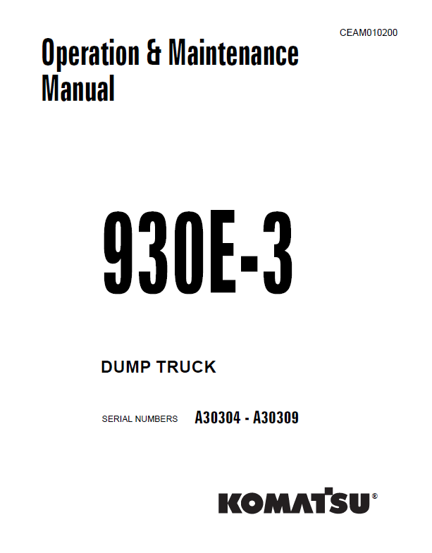 Komatsu 930E-2 Dump Truck Manual CEAD010200 PDF