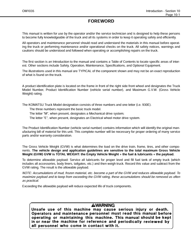 Komatsu 930E-2 Dump Truck Workshop & Maintenance Manual PDF