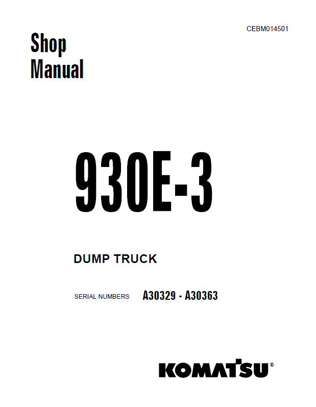 Komatsu 930E-3 Dump Truck Shop Manual CEBD014501 PDF