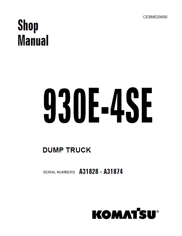 Komatsu 930E-4SE Dump Truck Factory Shop Manual | CEBM029800