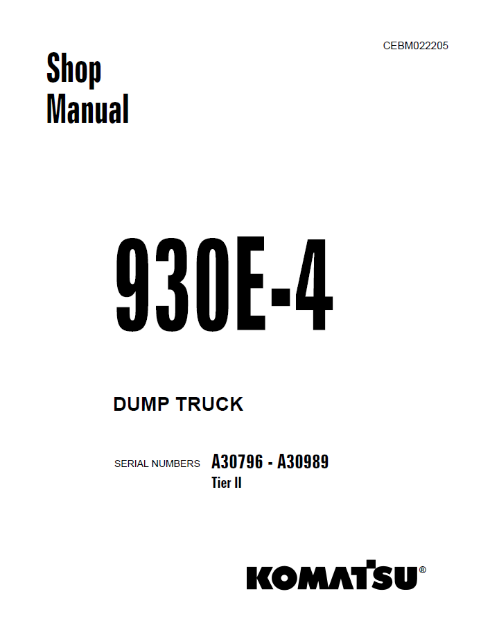 Komatsu 930E-4SE Dump Truck Official Shop Manual - CEBM024103 PDF