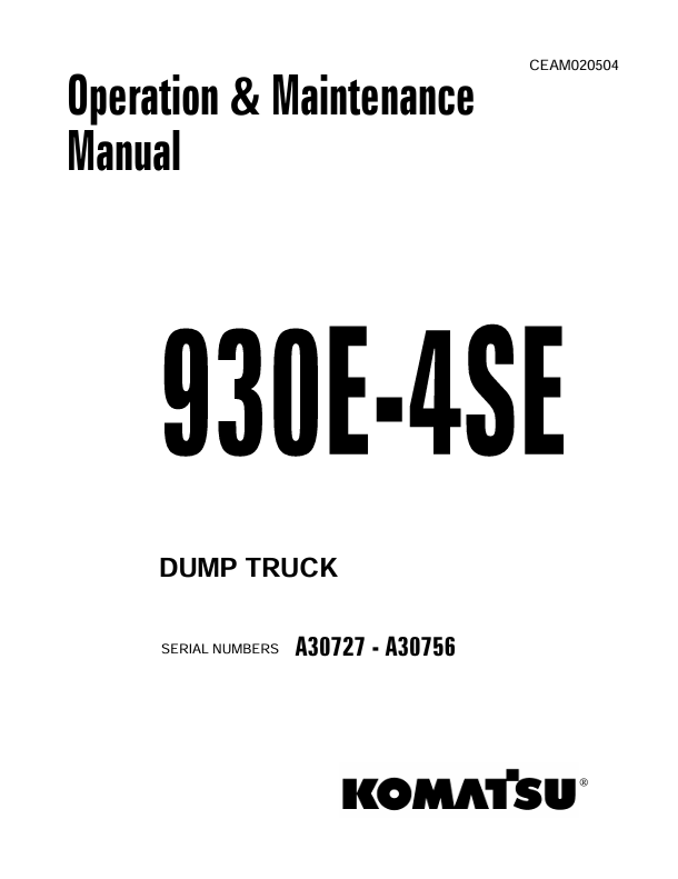 Komatsu 930E-4SE Dump Truck Operation & Maintenance Manual 