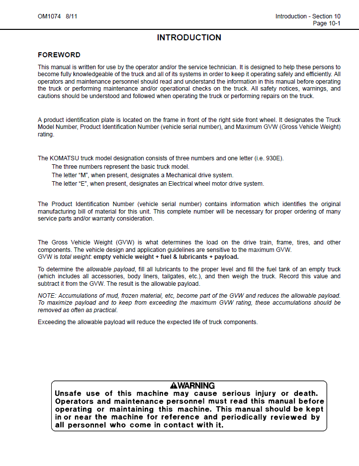 Komatsu 930E-4SE Operation & Maintenance Manual CEAM021304