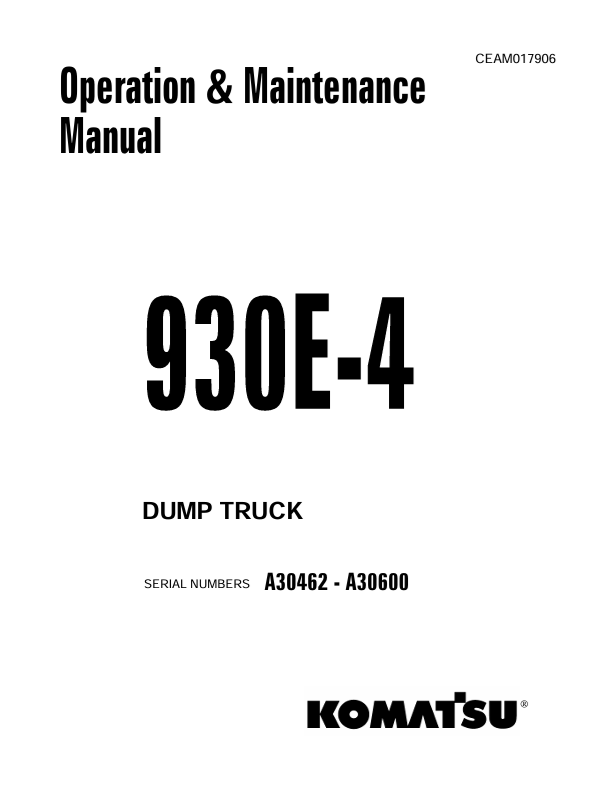 Komatsu 930E-4 Dump Truck Operation & Maintenance Manual PDF