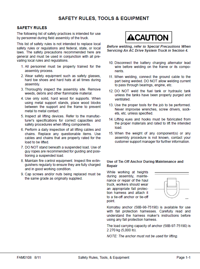Komatsu 930E-4 Mining Truck Field Assembly Manual CEAW006901