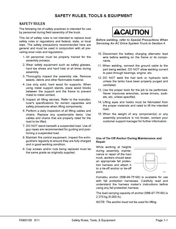 Komatsu 930E-4 Mining Truck Field Assembly Manual CEAW007700