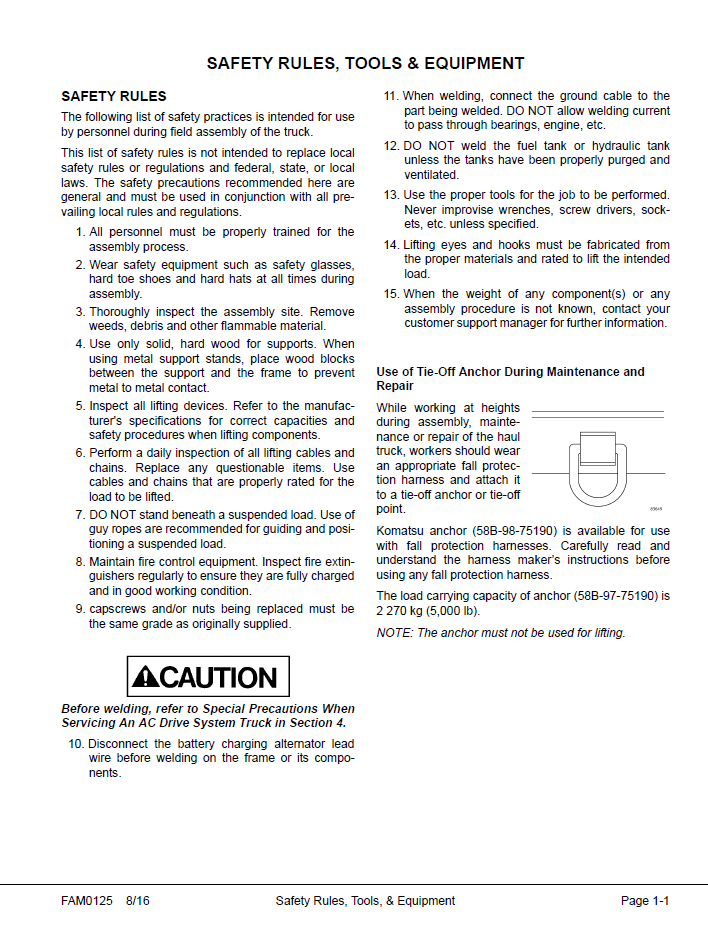 Komatsu 930E-4 Mining Truck Field Assembly Manual CEAW007711